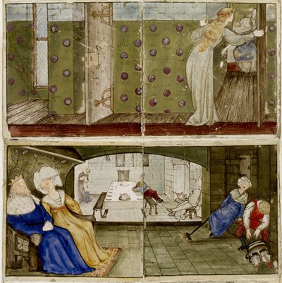 A Set of Sixteen Tiles Arranged in Pairs to Form Eight Illustrations of the 